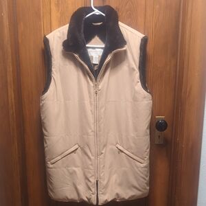 Relativity Women's Long Faux Fur Lined  Vest Sz XL Tan Dark Brown